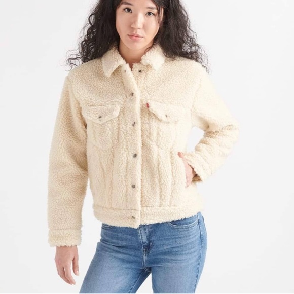 NEW Levi’s ex boyfriend Sherpa trucker jacket XS - Picture 5 of 9